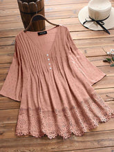 Plain cut-out slim v-neck button women blouses