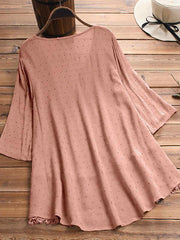 Plain cut-out slim v-neck button women blouses