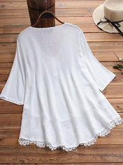 Plain cut-out slim v-neck button women blouses