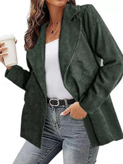 Plain Vintage Lapel Outerwear Jackets
