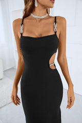 Bexley Asymmetric Black Maxi Bandage Dress