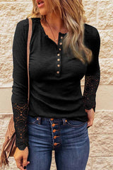 Pure Color Casual Large Size Loose Cuff Lace Shirt(3 Colors)