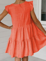 Printed v-neck dress short sleeve women Shift dresses