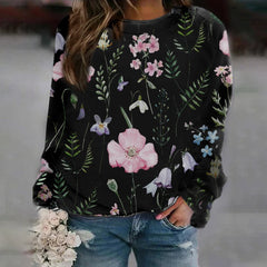 Floral Crew Neck Long Sleeves Sweatshirts