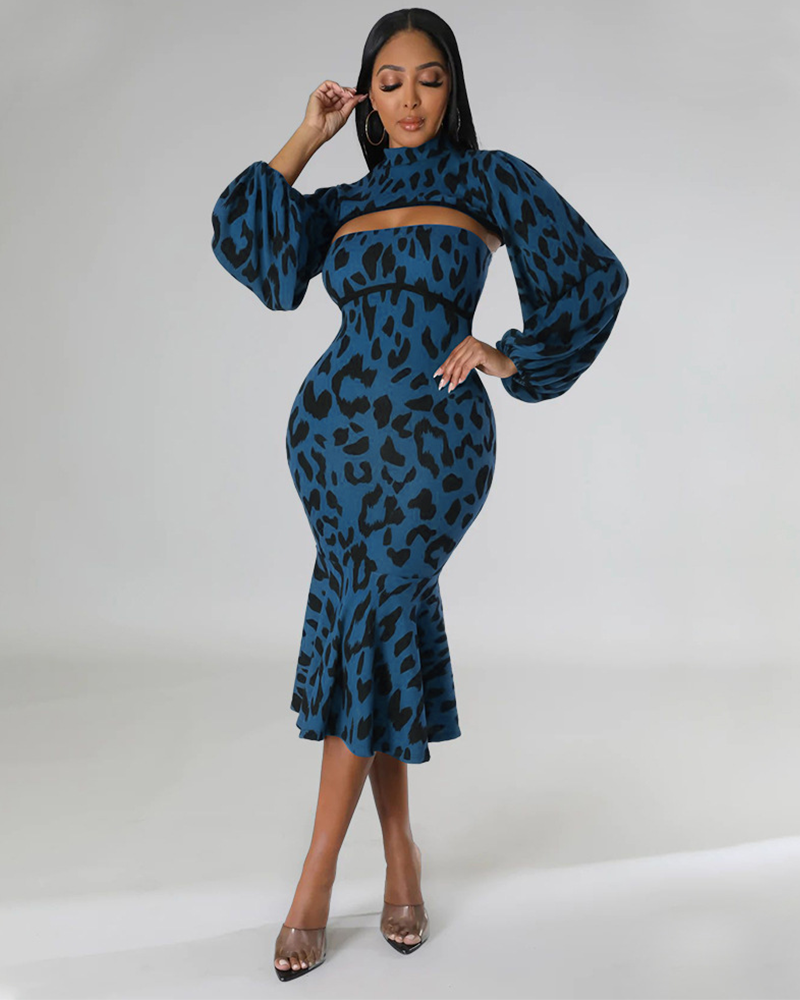 Leopard patterned Dress Set