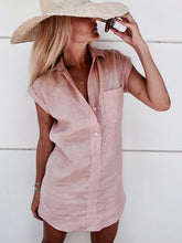 Plain Short Sleeve Cotton Linen Blouses