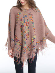 One-Neck Bat Sleeve Labyrinth Pattern Sweater