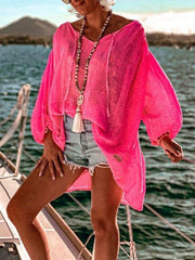 Pink Long Sleeve Shift Cotton-Blend Shirts & Tops