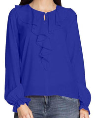 Petals collar Long sleeve Loose Blouses