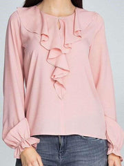 Petals collar Long sleeve Loose Blouses