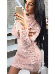 Plush High collar Long sleeve Sweaters