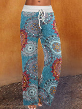 Paisley Shift Printed Cotton-blend Boho Blue Pants
