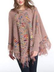 One-Neck Bat Sleeve Labyrinth Pattern Sweater