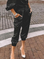 PU Drawstring Pocket Pants