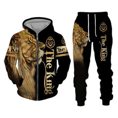 Men Lion Hooded Sports Sets