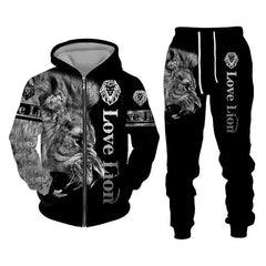 Men Lion Hooded Sports Sets
