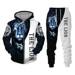 Men Lion Hooded Sports Sets