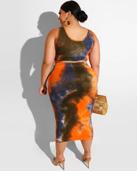 CURVY TIED IN KNOT SKIRT SET - 6 Colors