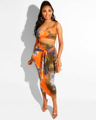 CURVY TIED IN KNOT SKIRT SET - 6 Colors