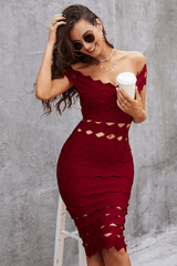 Zanab Off Shoulder Midi Bandage Dress