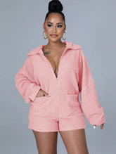 Casual Plush Hooded Romper