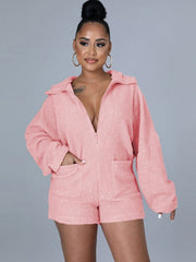 Casual Plush Hooded Romper