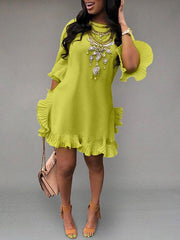 Asymmetric Frilled Dress