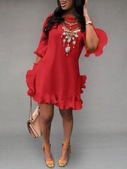 Asymmetric Frilled Dress