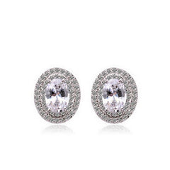 Sterling Silver Jewelry Set Halo Engagement Ring Round Stud Earring For Gift O