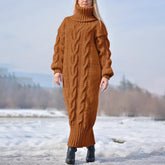 Handmade Wool Dress Solid Color Sweater Long Dress