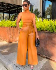 High Waist Black Leather Pants