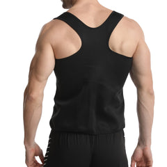 Man Active Workout Running Gym Running Top Round Neck Sleeveless Fron