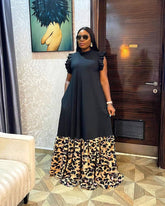 Leopard Spliced Maxi Dress