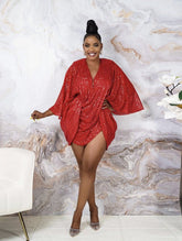 Gathered Sequin Sexy Fashion Dress