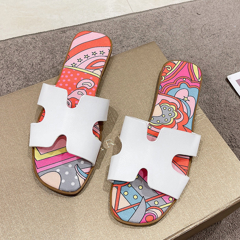 Versatile Fashion Letter Flatsole Slippers