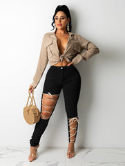 Fashion Creative Tie Jeans