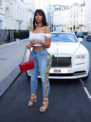 Fashion High Waist Side Tie Jeans