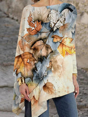 Pullover long-sleeved Christmas printing loose-fitting round neck casual women's T-shirts