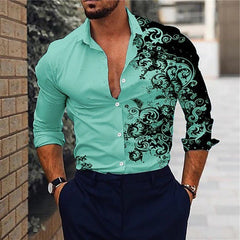 Men's Gradient Printed Long Sleeved Shirt