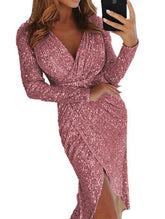 Gilded V-Neck Sparkling Sexy Dress