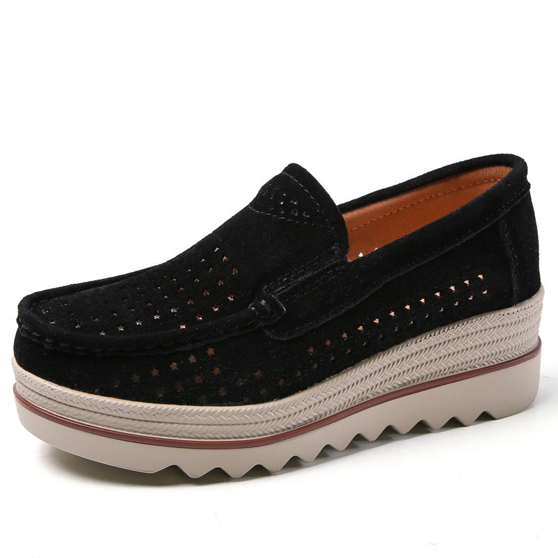 2 IN Thick Soled Hollowed MAMA Loafers