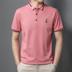 Men's Lapel Business Solid Color Cotton Polo Shirt