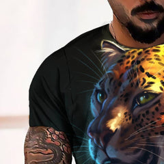Printed Leopard Casual Loose Fitting T-shirt