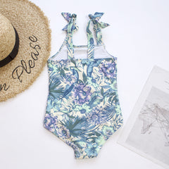 Kid's New Print One Piece Bow Swimwear