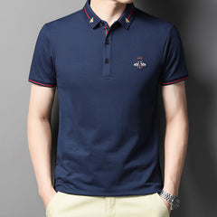 Men's Lapel Business Solid Color Cotton Polo Shirt