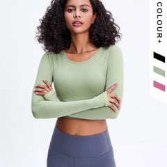 Short High-stretch Yoga Long-sleeved Top  Quick-drying Breathable