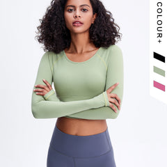 Short High-stretch Yoga Long-sleeved Top Quick-drying Breathable