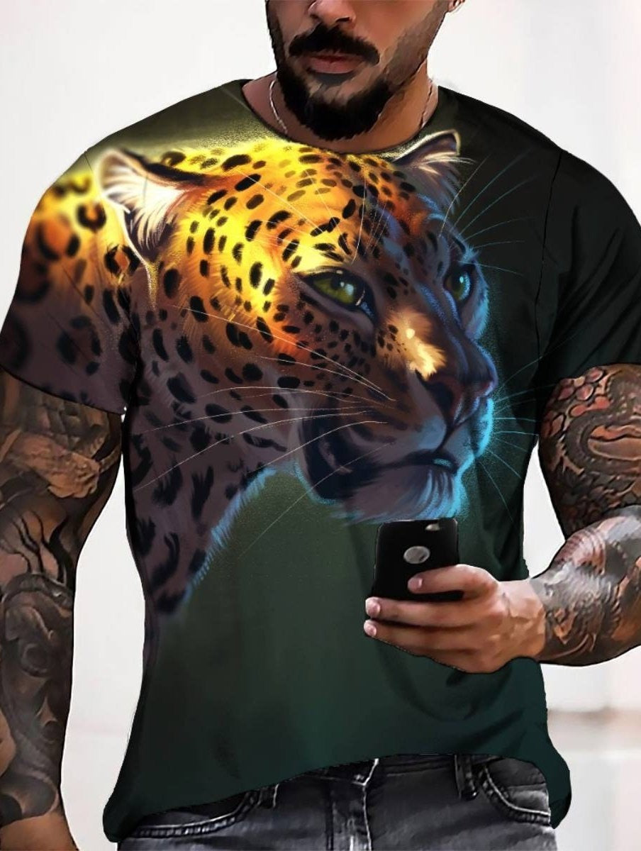 Printed Leopard Casual Loose Fitting T-shirt