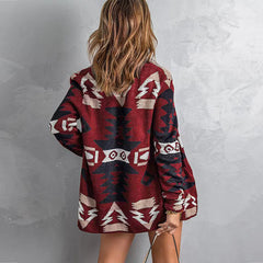 Oversized wool sweater Christmas tree printed knitted cardigans Sweaters