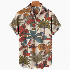 Hawaiian Printed Loose Fitting Short Sleeved Shirts